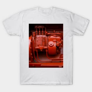 Red Tractor Motor. Vintage diesel Engine Portrait T-Shirt